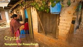  Presentation with nepal - Amazing PPT theme having kathmandu-nepal-circa-dec-2013 backdrop and a tawny brown colored foreground