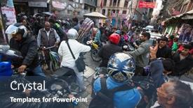  Presentation with busy street - Beautiful PPT theme featuring kathmandu-nepal-dec-1-2013 backdrop and a ocean colored foreground