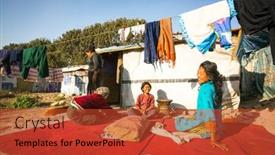  Presentation with slums - Beautiful presentation design featuring kathmandu-nepal-dec-16-2013 backdrop and a red colored foreground
