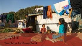  Presentation with slums - Slide set enhanced with kathmandu-nepal-dec-16-2013 background and a tawny brown colored foreground
