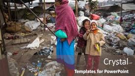  Presentation with poor children - Slide set with kathmandu-nepal-dec-19-2013 background and a dark gray colored foreground