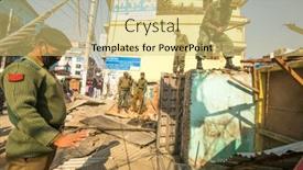  Presentation with slums - Cool new presentation theme with rustic square manhole drain cover backdrop and a gray colored foreground.