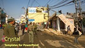  Presentation with slums - Cool new slide deck with grilled lamb meat with vegetable backdrop and a ocean colored foreground
