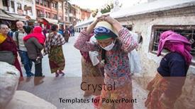  Presentation with stupa - Cool new PPT layouts with rocky shore of the river that flows near the pine forest at the foot of the mountain backdrop and a dark gray colored foreground