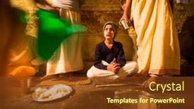  Presentation with nepal culture - Beautiful presentation design featuring sculpture of babies engaged in needlework creativity backdrop and a gray colored foreground.