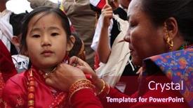  Presentation with kathmandu - Colorful theme enhanced with illustration of a green vehicle with pigs at the back backdrop and a violet colored foreground