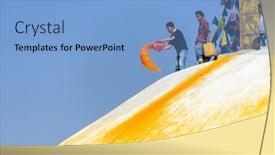  Presentation with stupa - Slide set with spring blossom on apple a wonderful spring day background and a light blue colored foreground