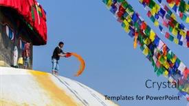  Presentation with stupa - Slide set enhanced with kathmandu-nepal-january-27-2014 background and a  colored foreground