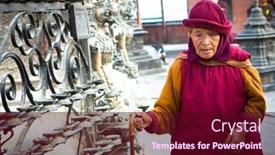  Presentation with stupa - Colorful slides enhanced with kathmandu-nepal-january-3-unidentified backdrop and a wine colored foreground