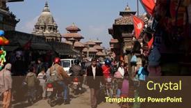  Presentation with cities - Audience pleasing presentation theme consisting of kathmandu-nepal-january-6-street backdrop and a tawny brown colored foreground