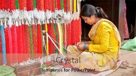  Presentation with weaving - Presentation design with kathmandu-nepal-may-20-handcrafted background and a coral colored foreground