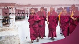  Presentation with stupa - Colorful slides enhanced with set of modern dinnerware on dark table backdrop and a dark gray colored foreground