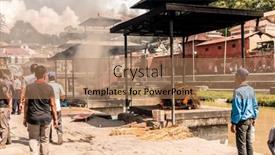  Presentation with ghats - Beautiful PPT layouts featuring kathmandu-october-05-cremations-ceremony backdrop and a coral colored foreground