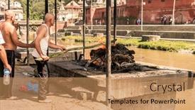  Presentation with ghats - Slide set having kathmandu-october-05-cremations-ceremony background and a coral colored foreground