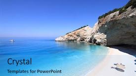 Presentation with island - PPT theme featuring katsiki beach in lefkada island background and a light blue colored foreground