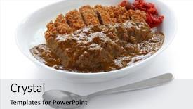  Presentation with curry - Theme having katsukare japanese curry rice background and a light gray colored foreground