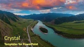  Presentation with siberia - Presentation featuring katun-river-with-island background and a tawny brown colored foreground