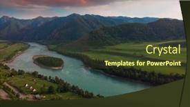  Presentation with siberia - Presentation theme consisting of katun-river-with-island background and a tawny brown colored foreground