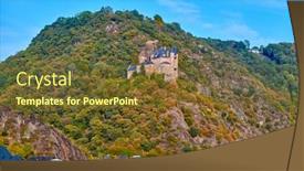  Presentation with castle - Slide deck featuring katz-castle-at-rhine-valley background and a tawny brown colored foreground