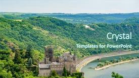  Presentation with german castle - Presentation theme enhanced with katz castle at rhine valley background and a ocean colored foreground