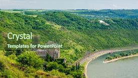  Presentation with german castle - Beautiful PPT theme featuring katz castle at rhine valley backdrop and a tawny brown colored foreground
