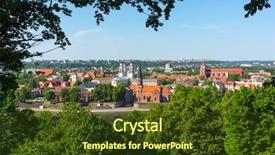  Presentation with kaunas - Amazing slide deck having kaunas old town day time backdrop and a tawny brown colored foreground