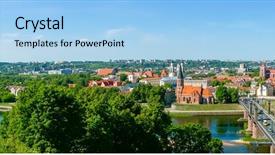  Presentation with kaunas - Beautiful PPT layouts featuring kaunas old town day time backdrop and a light blue colored foreground
