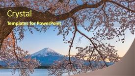  Presentation with japan - Colorful slide deck enhanced with kawaguchi-lake-japan-at-mt backdrop and a tawny brown colored foreground
