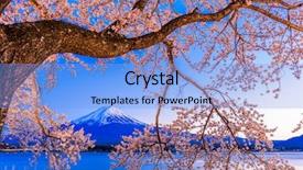  Presentation with japan - Beautiful PPT layouts featuring kawaguchi lake japan at mt backdrop and a light blue colored foreground