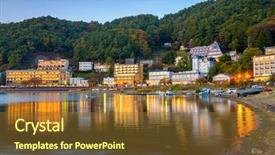  Presentation with hotels - Presentation theme with kawaguchi lake japan lakeside hotels background and a tawny brown colored foreground