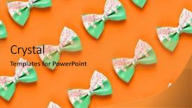  Presentation with pattern - PPT layouts enhanced with kawaii - cute hair bow pattern background and a gold colored foreground