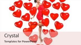  Presentation with girl model - Amazing slide set having kawaii - girl model in a heart backdrop and a lemonade colored foreground