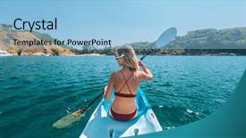  Presentation with kayaking - PPT theme with kayak by the tropical background and a light blue colored foreground
