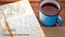  Presentation with travel journal - PPT theme consisting of kayak-expedition-journal background and a soft green colored foreground