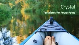  Presentation with kayak - Colorful presentation enhanced with outdoor relax sport fintess concept woman in sports suit standing on dyke next to sea resting after active workout backdrop and a lemonade colored foreground