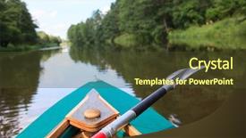  Presentation with kayak - Cool new presentation theme with kayak on a small river backdrop and a tawny brown colored foreground