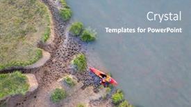  Presentation with river forest - Slide deck consisting of kayaker-on-a-muddy-shore background and a light blue colored foreground