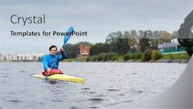  Presentation with professional training - Audience pleasing slides consisting of kayaker-training-in-urban-area backdrop and a light blue colored foreground