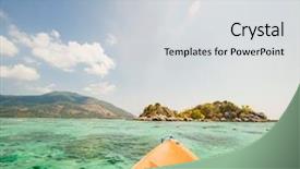  Presentation with water purification crystal - Slides consisting of kayaking in crystal clear tropical background and a light gray colored foreground