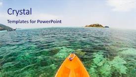  Presentation with kayaking - Beautiful presentation theme featuring kayaking in crystal clear tropical backdrop and a sky blue colored foreground