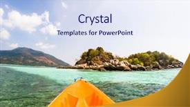  Presentation with kayaking - Colorful presentation theme enhanced with kayaking in crystal clear tropical backdrop and a sky blue colored foreground