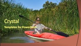  Presentation with kayaking - Colorful slides enhanced with kayaking on a small water backdrop and a tawny brown colored foreground
