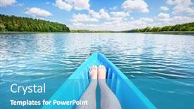  Presentation with first - Colorful PPT theme enhanced with kayaking on the lake first person perspective water sport active summer vacation backdrop and a teal colored foreground