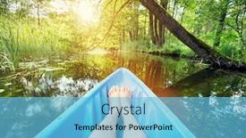  Presentation with water river - Presentation design consisting of kayaking on the river first person perspective water sport active summer vacation background and a light blue colored foreground