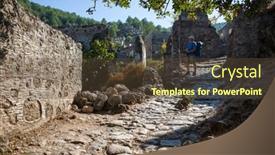  Presentation with ghost - Beautiful presentation theme featuring kayakoy-ghost-town-in-lycia backdrop and a tawny brown colored foreground