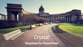  Presentation with russia - Colorful presentation design enhanced with kazan cathedral in sunset time backdrop and a coral colored foreground