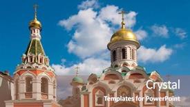  Presentation with orthodox - Presentation design featuring kazan cathedral is a russian background and a coral colored foreground