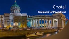  Presentation with russia - Presentation with kazan-cathedral-st-petersburg-russia background and a navy blue colored foreground