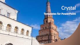  Presentation with heritage - PPT layouts consisting of kazan kreml house church background and a teal colored foreground