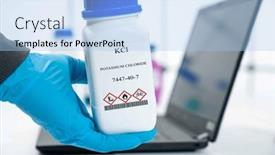  Presentation with plastic packaging - PPT theme featuring kcl-potassium-chloride-cas-7447 background and a light blue colored foreground